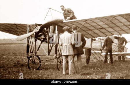 Gnome-Bleriot monoplane at the Eastbourne Aviation Company, Eastbourne, early 1900s Stock Photo