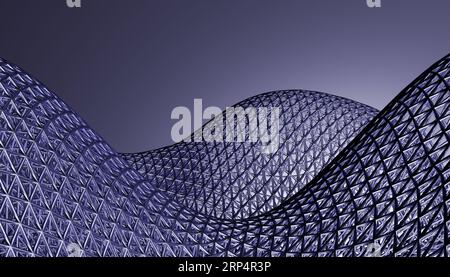 Abstract digital wave of particles. purple background. Technology background. Data technology illustration. Abstract futuristic background. Wave with Stock Photo