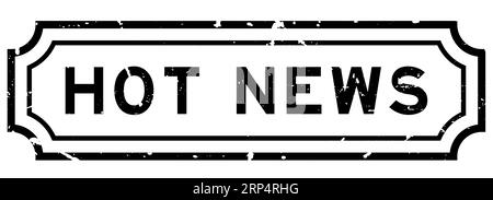 Grunge black hot news word rubber seal stamp on white background Stock Vector