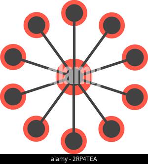 Network circles single icon. Global technology social network data analysis Stock Vector