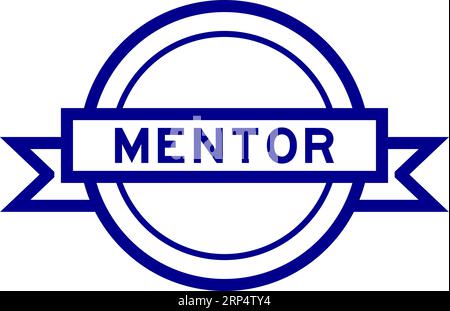 Vintage blue color round label banner with word mentor on white background Stock Vector
