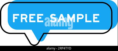 Speech banner and blue shade with word free sample on white background Stock Vector