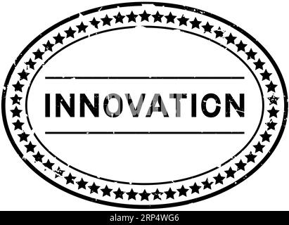 Grunge black innovation word oval rubber seal stamp on white background Stock Vector