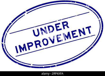 Grunge blue under improvement word oval rubber seal stamp on white background Stock Vector