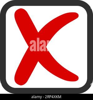 Icons no, voting against, red cross voting square Questionnaire selection Stock Vector