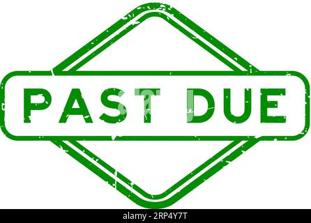 Grunge green past due word rubber seal stamp on white background Stock Vector