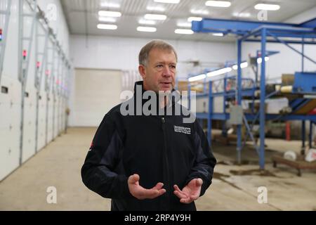 (181121) -- BEIJING, Nov. 21, 2018 -- Kirk Baumann, founder of Baumann Ginseng company, receives an interview with Xinhua in Marathon County, Wisconsin, the United States, Oct. 22, 2018. )(wyo) Xinhua Headlines: Merchants from U.S. state of Wisconsin seek Chinese buyers for growth WangxPing PUBLICATIONxNOTxINxCHN Stock Photo