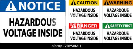 Danger Sign Hazardous Voltage Inside Stock Vector