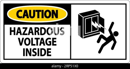 Caution Sign Hazardous Voltage Inside Stock Vector