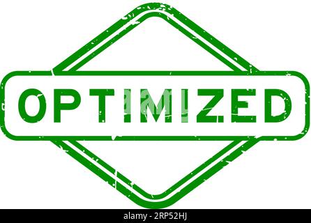 Grunge green optimized word rubber seal stamp on white background Stock Vector