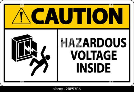 Caution Sign Hazardous Voltage Inside Stock Vector