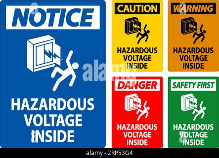 Danger Sign Hazardous Voltage Inside Stock Vector