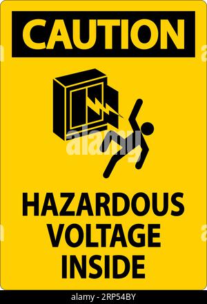 Caution Sign Hazardous Voltage Inside Stock Vector