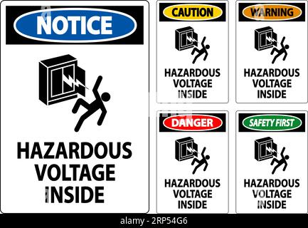 Danger Sign Hazardous Voltage Inside Stock Vector