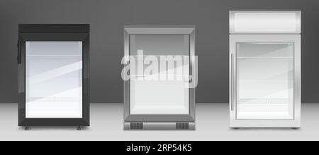 Display fridge white and black glass sliding doors. Modern