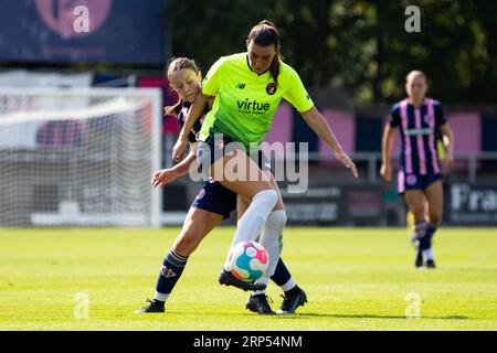 London, UK. 03rd Sep, 2023. London, England, September 3rd 2023: Action during the London and South East Regional Womens Premier League game between Dulwich Hamlet and Ebbsfleet United at Champion Hill in London, England. (Liam Asman/SPP) Credit: SPP Sport Press Photo. /Alamy Live News Stock Photo