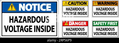 Danger Sign Hazardous Voltage Inside Stock Vector