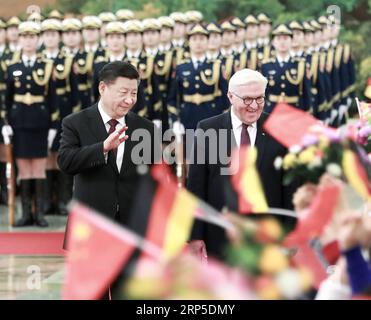 News Themen der Woche KW50 News Bilder des Tages 181210 -- BEIJING, Dec. 10, 2018 -- Chinese President Xi Jinping L, front holds a welcoming ceremony for German President Frank-Walter Steinmeier before their talks at the Great Hall of the People in Beijing, capital of China, Dec. 10, 2018.  wyo CHINA-BEIJING-XI JINPING-GERMAN PRESIDENT-TALKS CN PangxXinglei PUBLICATIONxNOTxINxCHN Stock Photo