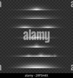 Horizontal white light line with fade effect. Realistic vector ...