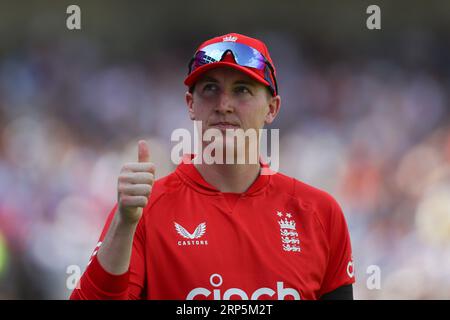 Birmingham, England. 3rd September, 2023. England’s Harry Brook during the T20 International match between England vs New Zealand at Edgbaston Cricket Ground. Credit: Ben Whitley/Alamy Live News Stock Photo