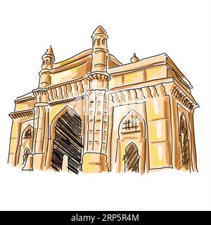 Sketch of Taj Mahal in Agra, Uttar Pradesh, India Stock Photo