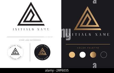 Luxury Initial AD or DA Monogram Text Letter Logo Design Stock Vector