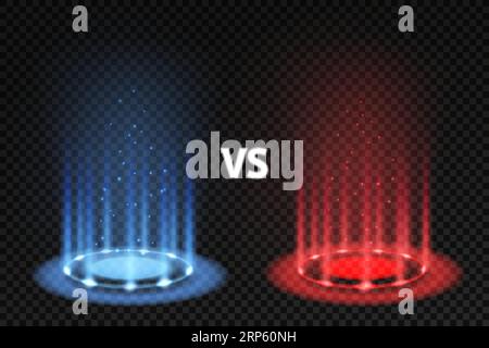 Premium Vector  Versus battle vs background with blue and red frame neon  light