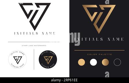 Luxury Initial CJ or JC Monogram Text Letter Logo Design Stock Vector
