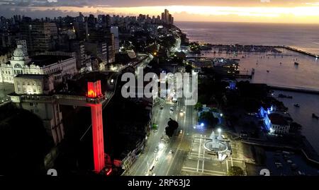 salvador, bahia, brazil - december 31, 2022: aerial view of Elevador Lacerda, Salvador city postcard. Stock Photo