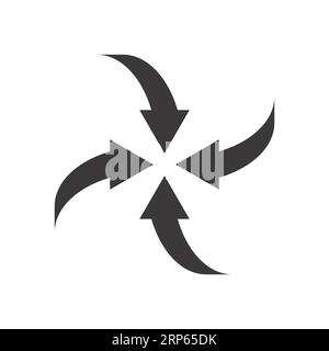 Radial concentric inside rotating arrows in clockwise direction Stock Vector