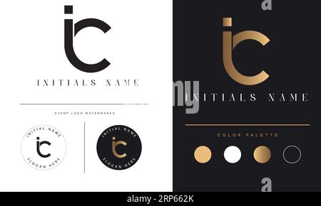 Luxury Initial CJ or JC Monogram Text Letter Logo Design Stock Vector