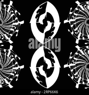 seamless monochrome pattern with beans and vertigo design; black and white Stock Vector