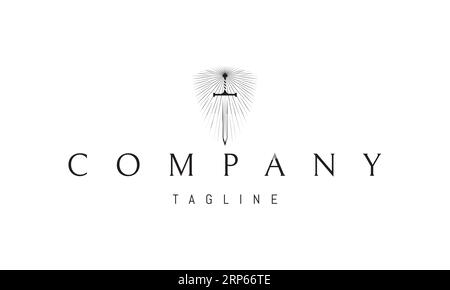 Vector logo on which an abstract image of a sword from which shines in the form of a shield. Stock Vector