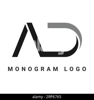 Modern Initial AD or DA Monogram Text Letter Logo Design Stock Vector