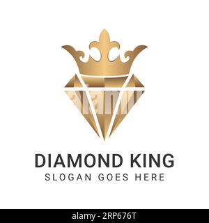 Luxury Diamond King Crown Logo Design Jewelry Logotype Stock Vector