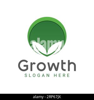 Leaf Growth Logo Design Green Nature Agriculture Logotype Stock Vector