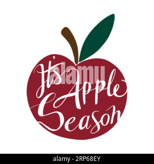 Its apple season ,typography t shirt design, tee print, t-shirt design, lettering t shirt design, Silhouette t shirt design Stock Vector