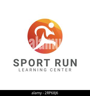 Sport Running Man Logo Design Athlete Logotype Stock Vector