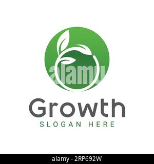 Leaf Growth Logo Design Green Nature Agriculture Logotype Stock Vector