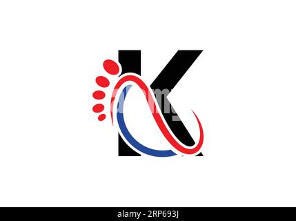 Letter K Foot Logo Design Vector Template. Stock Vector