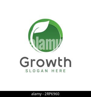 Leaf Growth Logo Design Green Nature Agriculture Logotype Stock Vector