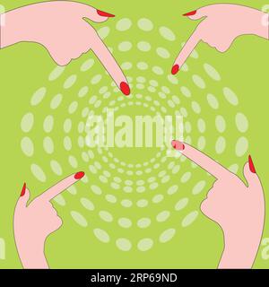 Hands pointing the center of the image; pop art style hands poting the center of the image Stock Vector