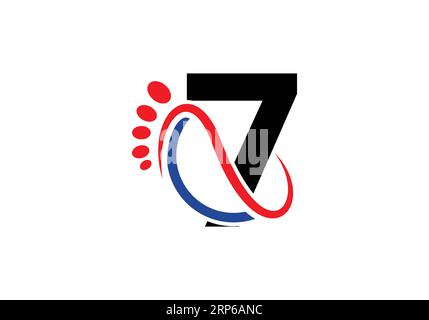 Letter 7 Foot Logo Design Vector Template. Stock Vector