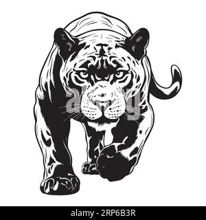 Panther attacking hand drawn sketch illustration Wild animals Stock Vector