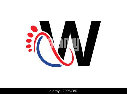 Letter W Foot Logo Design Vector Template. Stock Vector