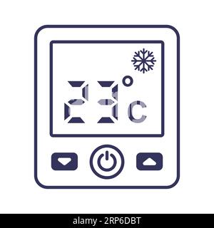 air conditioner display icon with temperature. flat vector illustration. Stock Vector
