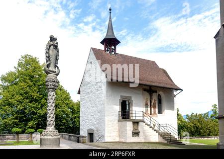 13th century Liebfrauenkapelle (St. Mary Chapel) by Stadtpfarrkiche, Lindenhof, Rapperswil-Jona, Canton of St. Gallen, Switzerland Stock Photo