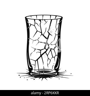 Broken glass cup for drinks. Cracked cup icon on white background. Glass waste concept. Vector Illustration Stock Vector