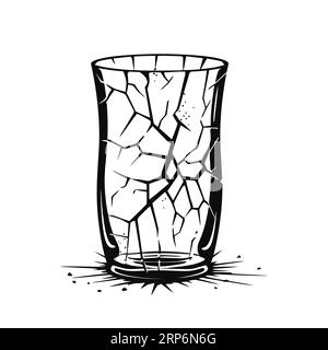 Broken glass cup for drinks. Cracked cup icon on white background. Glass waste concept. Vector Illustration Stock Vector
