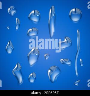 Realistic water drop, liquid, condensation vector illustration on isolated background Stock Vector